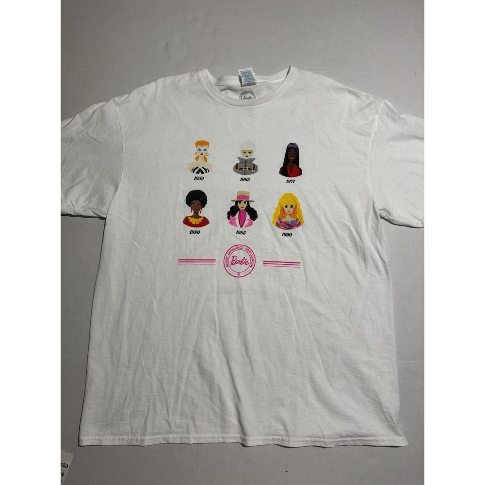 Barbie Decades‎ Character Print 1950s-1990s, White Tee, XL #1023